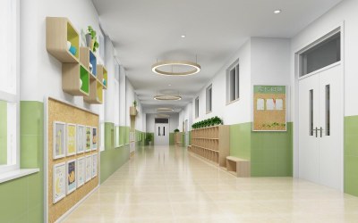 现代幼儿园走廊3D模型下载